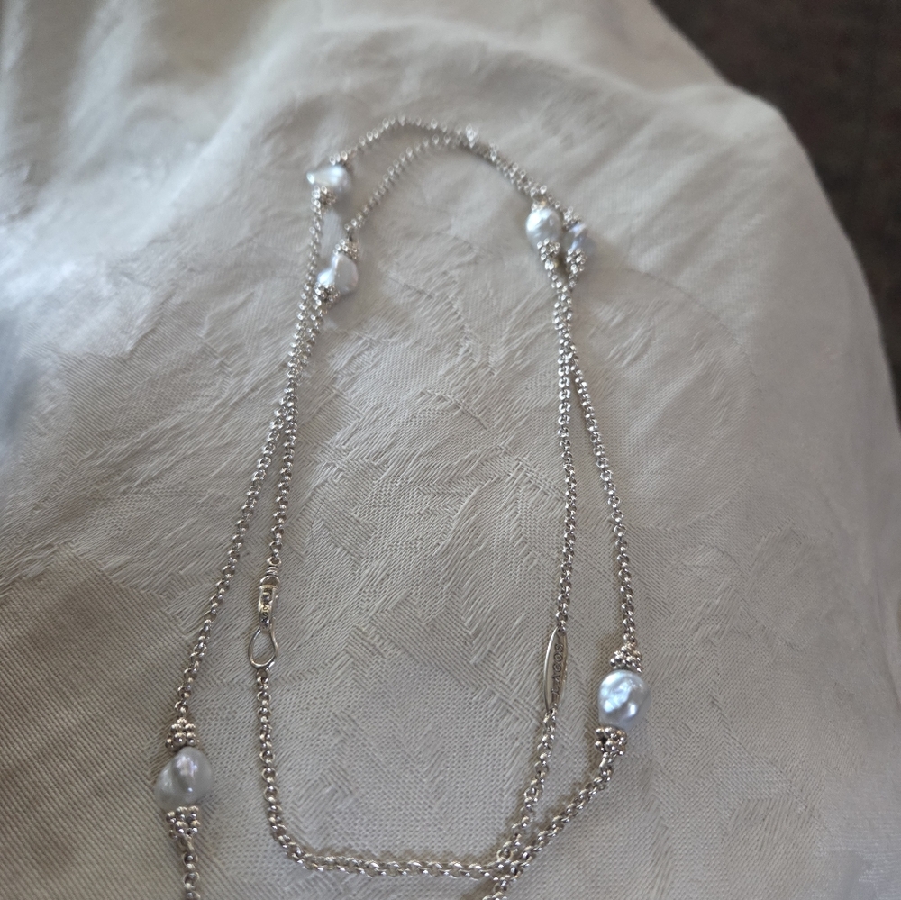 LAGOS Luna Keshi Pearl Station Necklace, SS, 34 Inches - Picture 4 of 12